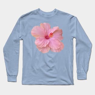 Cute Pink Hibiscus Flower Long Sleeve T-Shirt